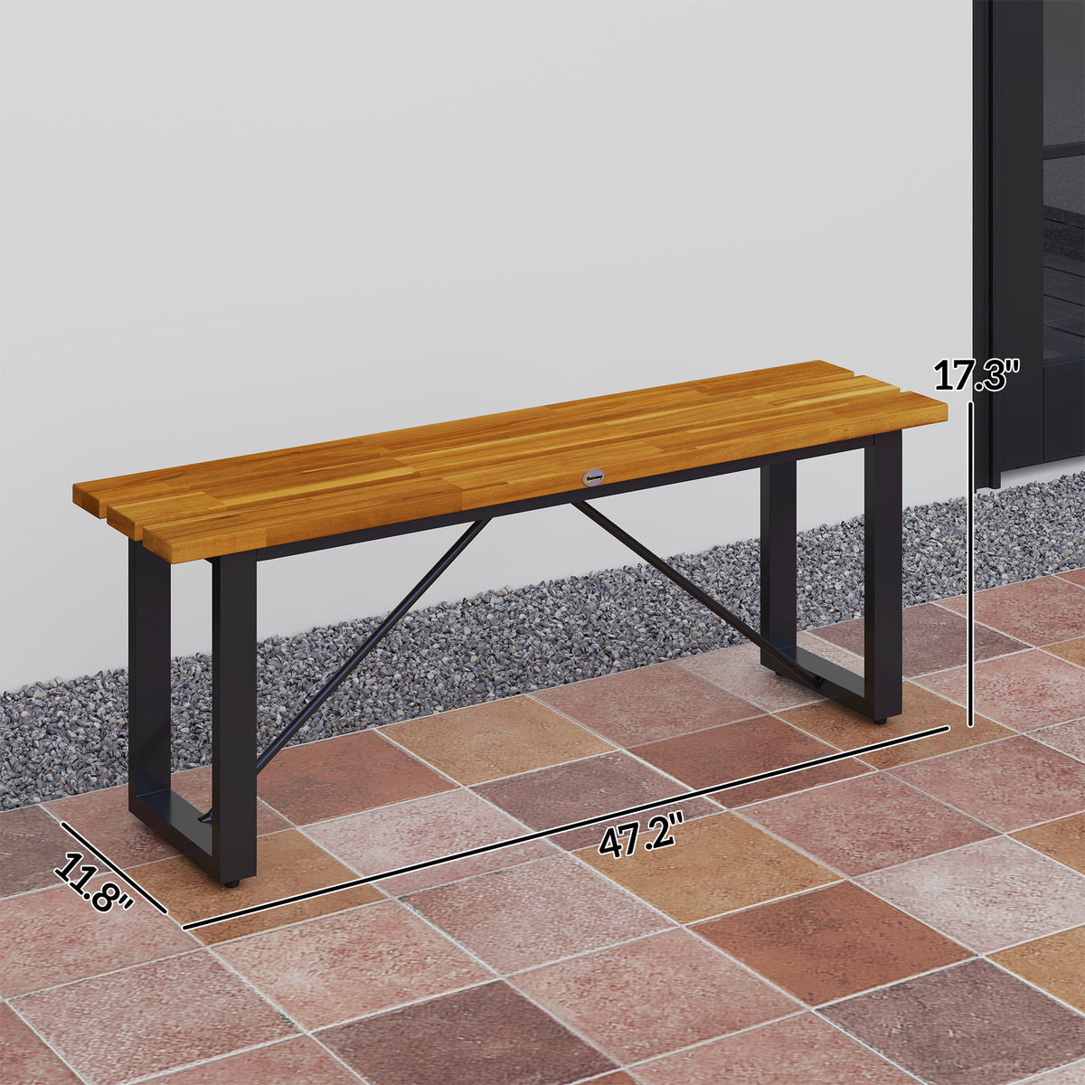 47" 2-Person Acacia Wood Outdoor Bench, Teak — product view 5
