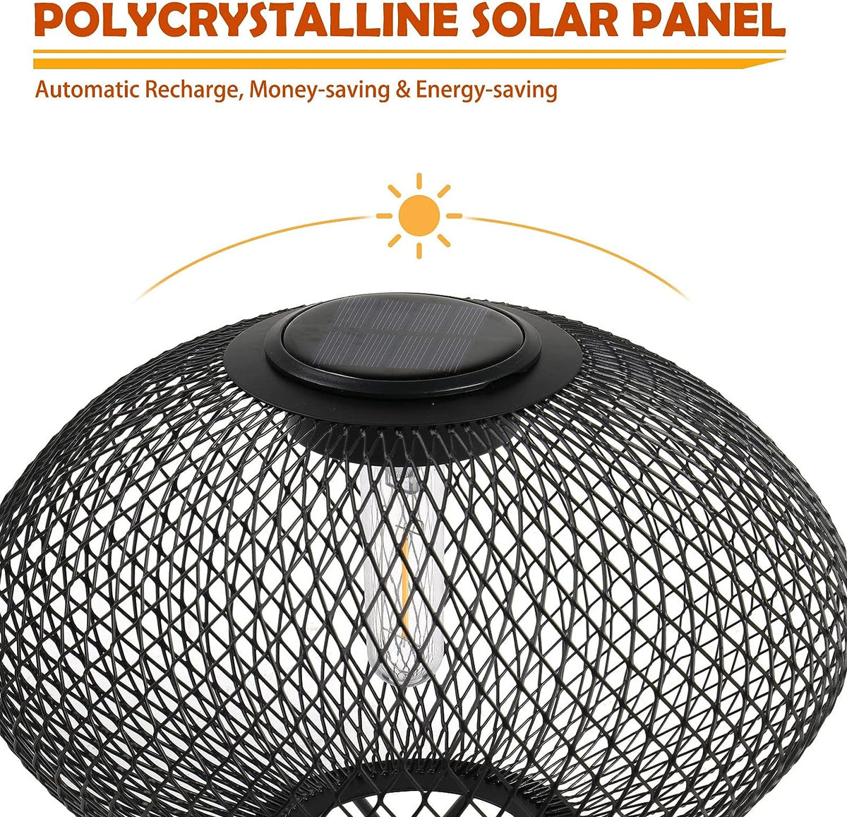 LOUNGE YARD Shadow Solar Powered 8"H Table Lamp 2-Pack Metal Wire Shade, LED Modern Outdoor Lantern — product view 5