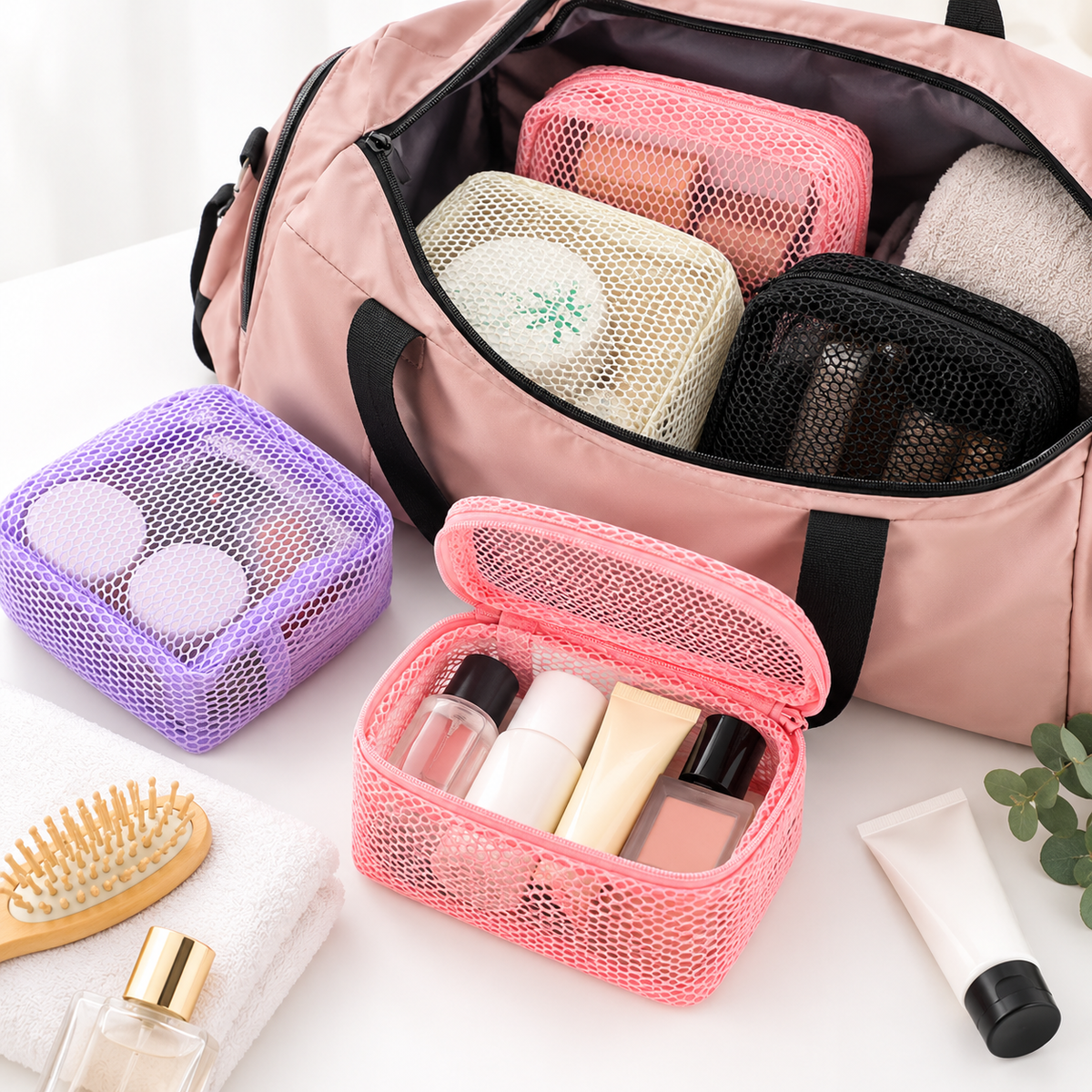 Breathable Mesh Travel Toiletry Organizer Pouch LoungeYard — product view 1