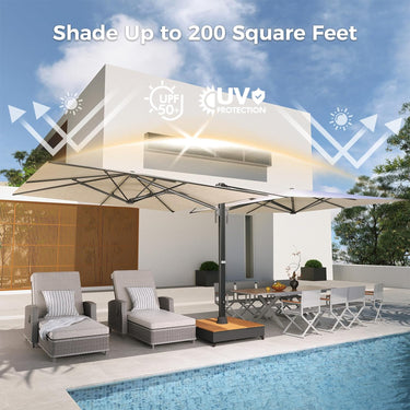 LOUNGE YARD Large Double-Sided Patio Umbrella with Base 10x10 FT with Umbrella Cover