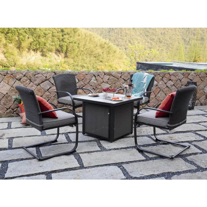 LOUNGE YARD Dining Set with 4 Chairs and 32 Inch Square Propane Fire Table — product view 5