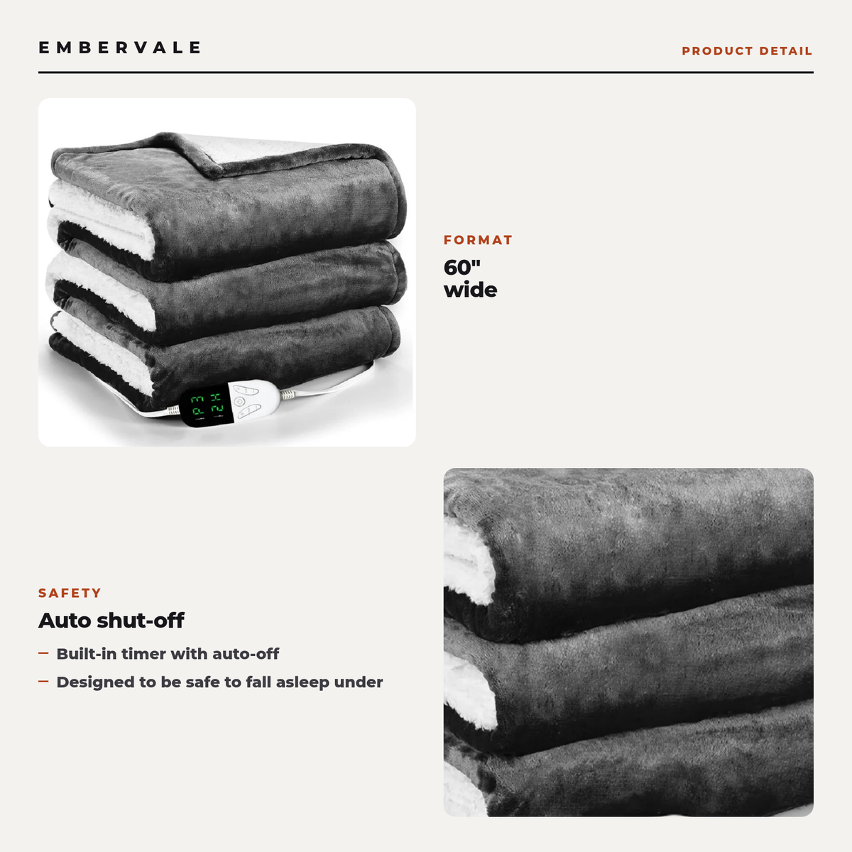 50 x 60 Inch Heated Throw Blanket with 6 Heat Levels & 4-Hour Auto-Off, Cozy Electric Lap Blanket for Couch & Reading Chair — product view 2
