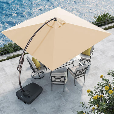LOUNGE YARD 10X10 FT Sunbrella Cantilever Umbrella with Base and Umbrella Cover,  Square Aluminum Patio Umbrella