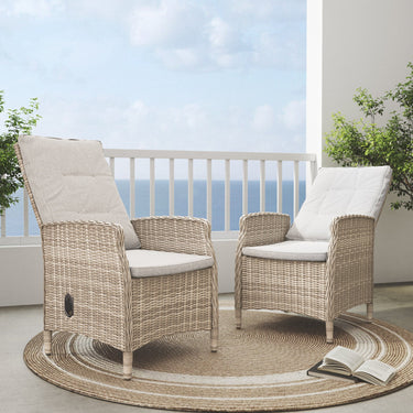 LOUNGE YARD Ryott Outdoor Recliner Chair with Sunbrella Cushion (Set of 2)