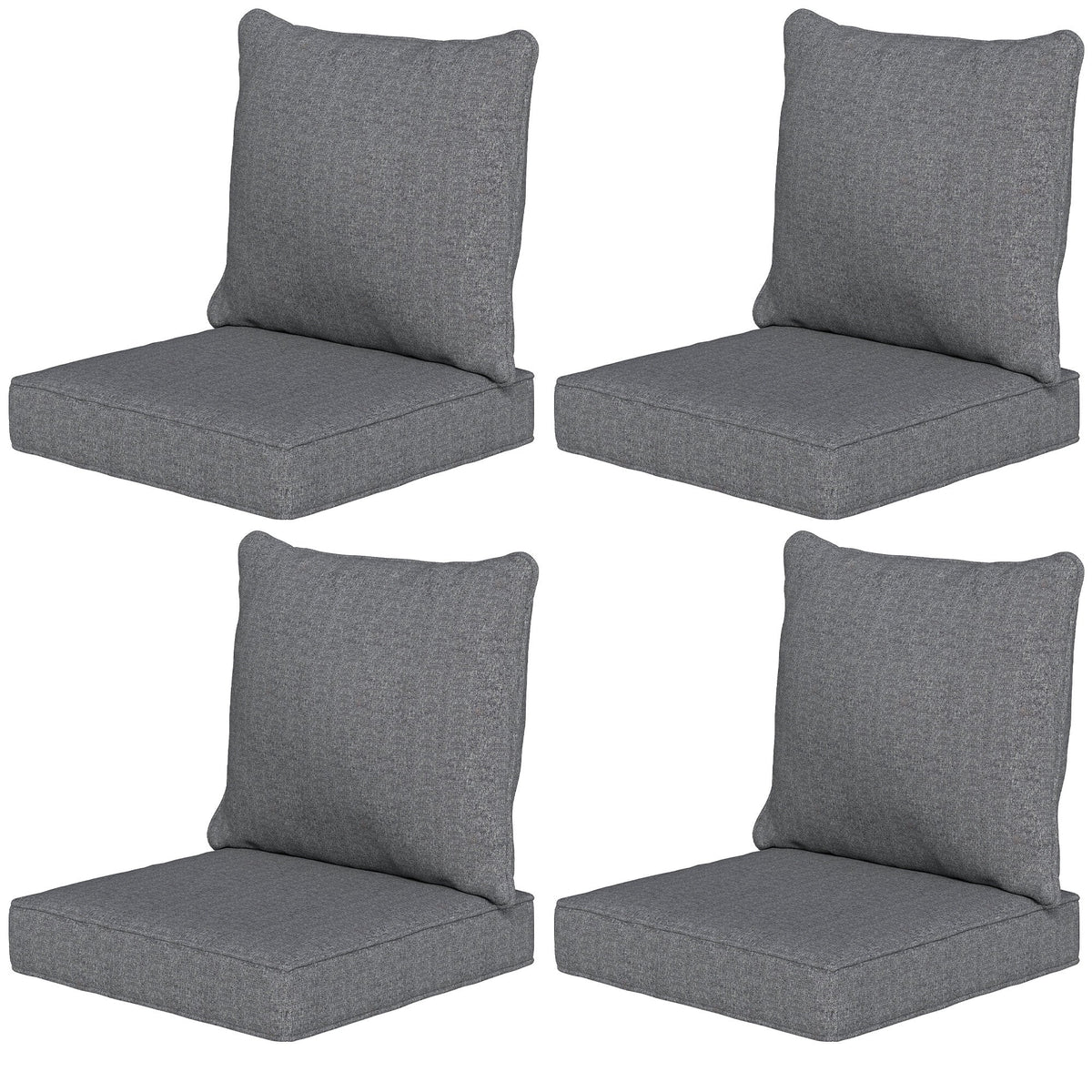 Set of 4 Outdoor Chair Cushions, 24" x 24", Grey — product view 2