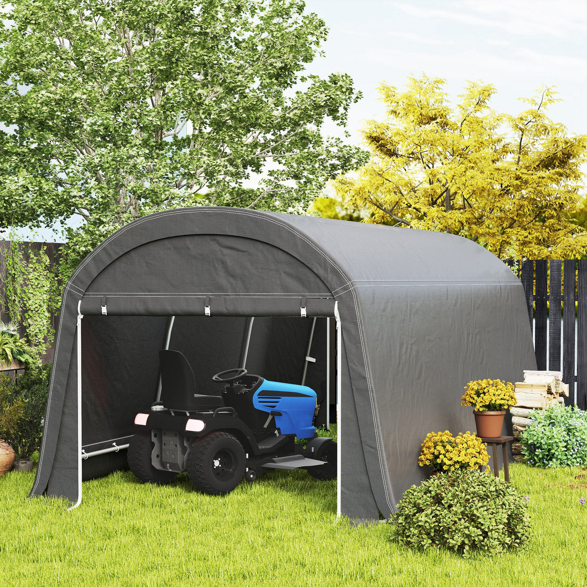 10' x 20' Portable Shed with Roll-up Zipper Door, Dark Grey — product view 4
