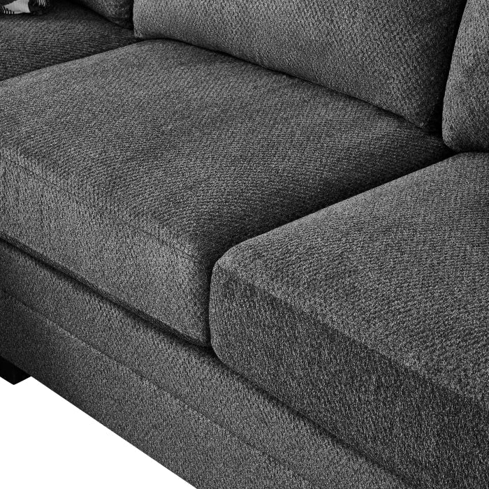 Dark Grey Chenille Fabric Reversible Chaise Sectional Sofa – 8042 — product view 3