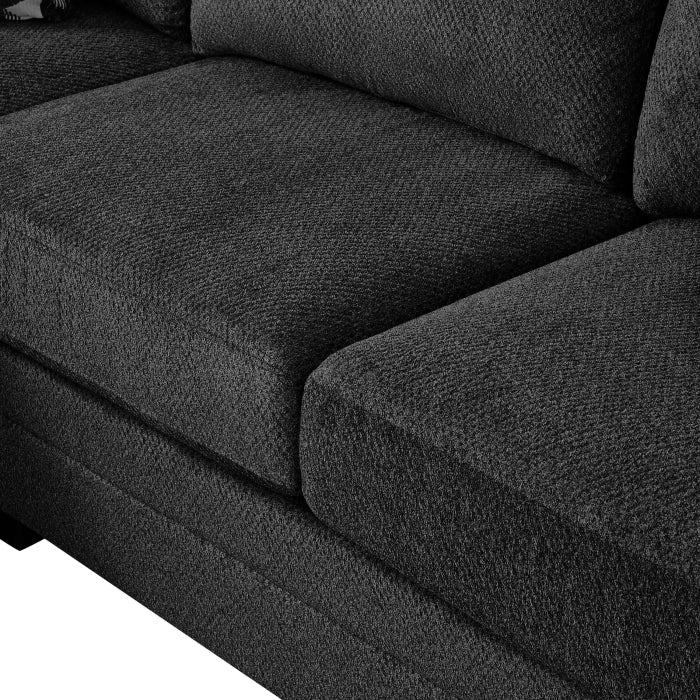 Black Chenille Fabric Reversible Chaise Sectional Sofa – 8043 — product view 3