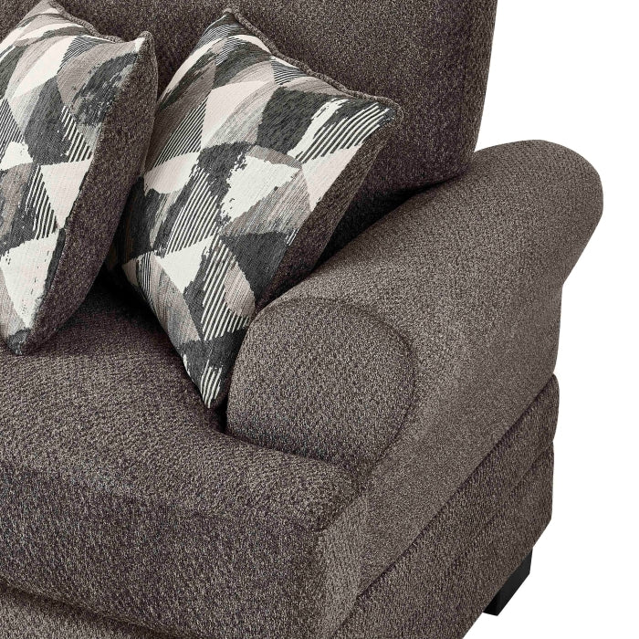 Dark Brown Chenille Fabric Reversible Chaise Sectional Sofa – 8045 — product view 2