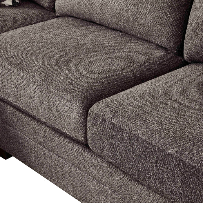 Dark Brown Chenille Fabric Reversible Chaise Sectional Sofa – 8045 — product view 3