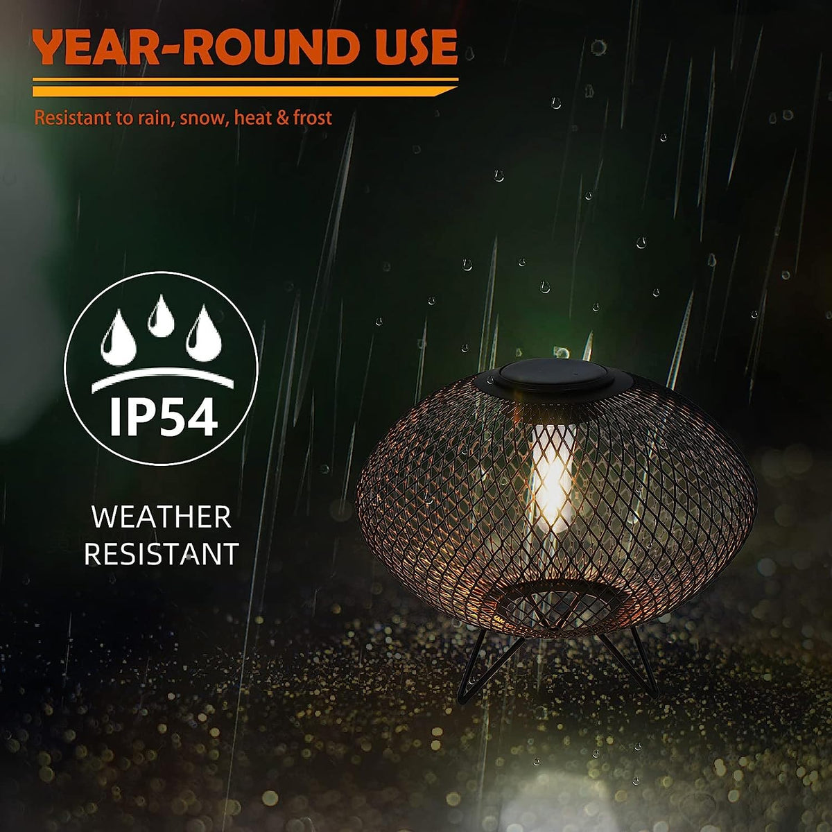 LOUNGE YARD Shadow Solar Powered 8"H Table Lamp 2-Pack Metal Wire Shade, LED Modern Outdoor Lantern — product view 4