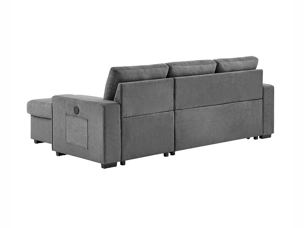 81395GY Toby Grey Woven Fabric Convertible Sectional Sofa with Pop-Up Sleep Area, Storage Chaise & USB Charging — product view 7