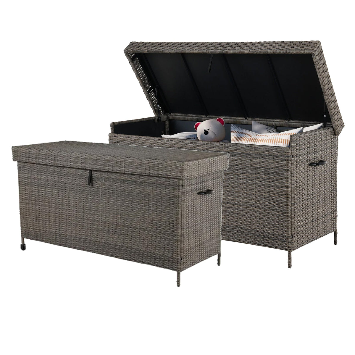 LOUNGE YARD 170-Gallon Outdoor Wicker Storage Box Set with Lid and Handles — product view 5
