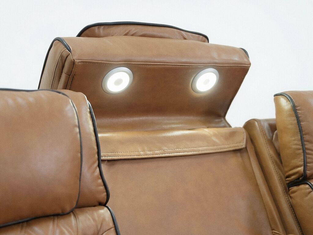81639-SL Jazz Fortuner 2-Piece Light Brown Faux Leather Power Motion Sofa & Loveseat with Wireless Charging & LED — product view 7