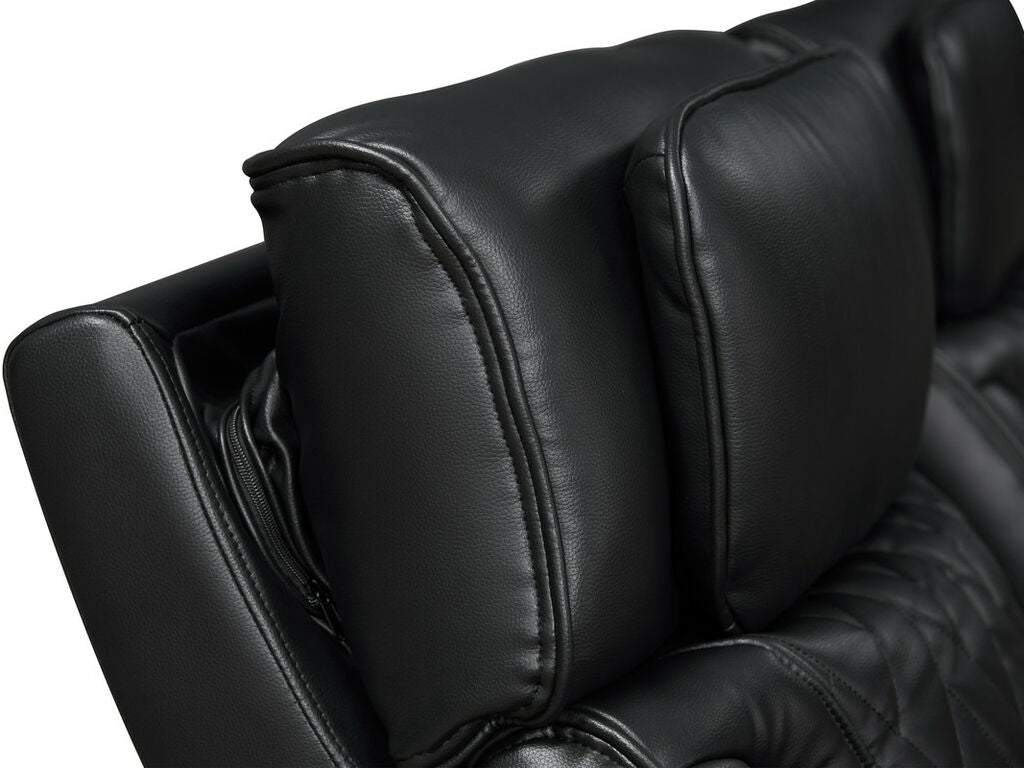 81640-SL Jazz Fortuner 2-Piece Black Faux Leather Power Motion Sofa & Loveseat with Wireless Charging & LED — product view 6
