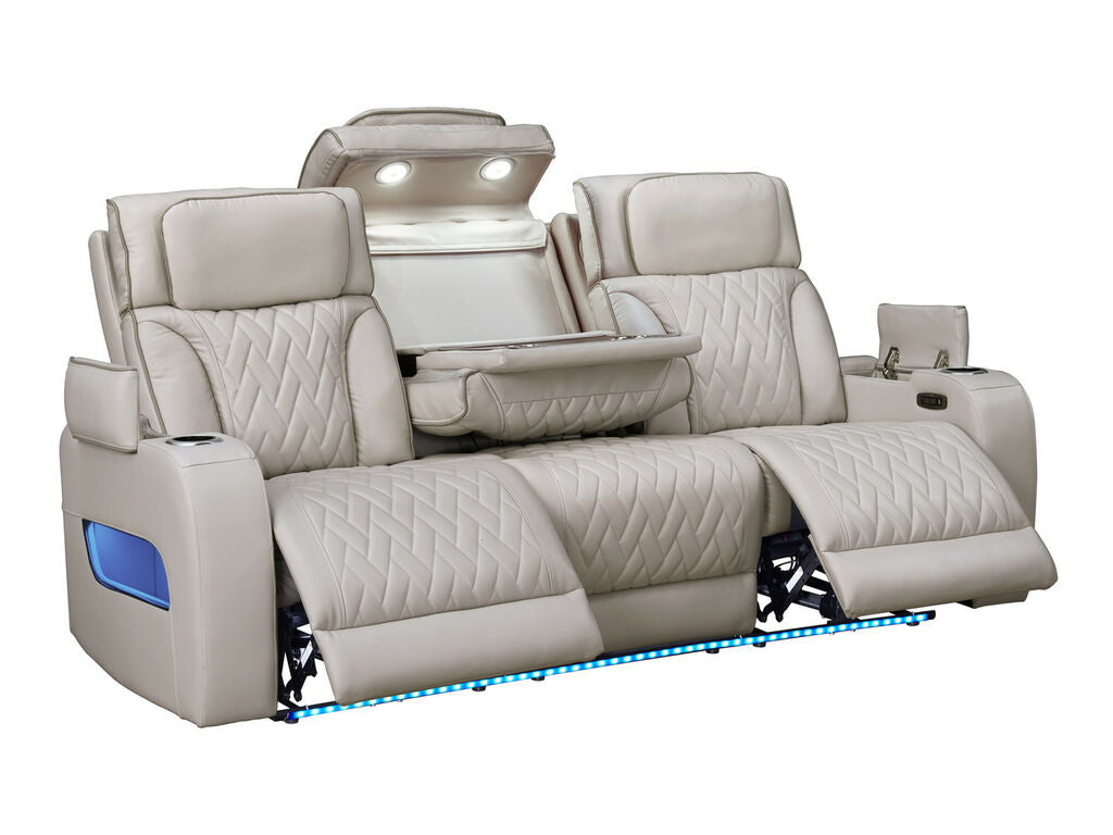 81641-SL Jazz Fortuner 2-Piece Ice Faux Leather Power Motion Sofa & Loveseat with Wireless Charging & LED — product view 2