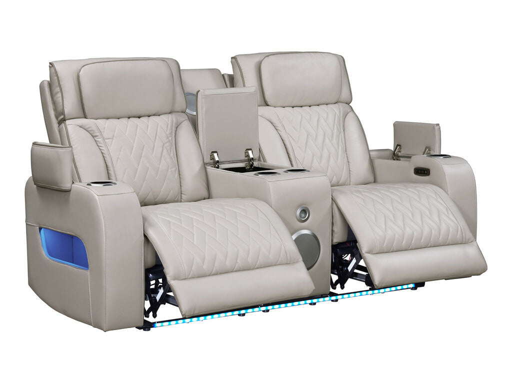 81641-SL Jazz Fortuner 2-Piece Ice Faux Leather Power Motion Sofa & Loveseat with Wireless Charging & LED — product view 3