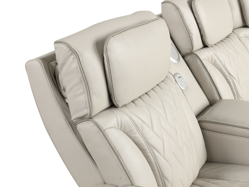 Jazz Fortuner Ice Faux Leather 3-Piece Power Motion Sectional Sofa with LED, Wireless Charging & Bluetooth – 81643 — product view 3