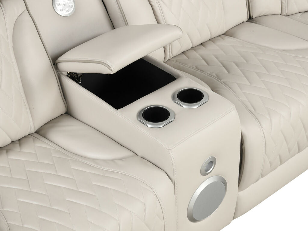 Jazz Fortuner Ice Faux Leather 3-Piece Power Motion Sectional Sofa with LED, Wireless Charging & Bluetooth – 81643 — product view 4
