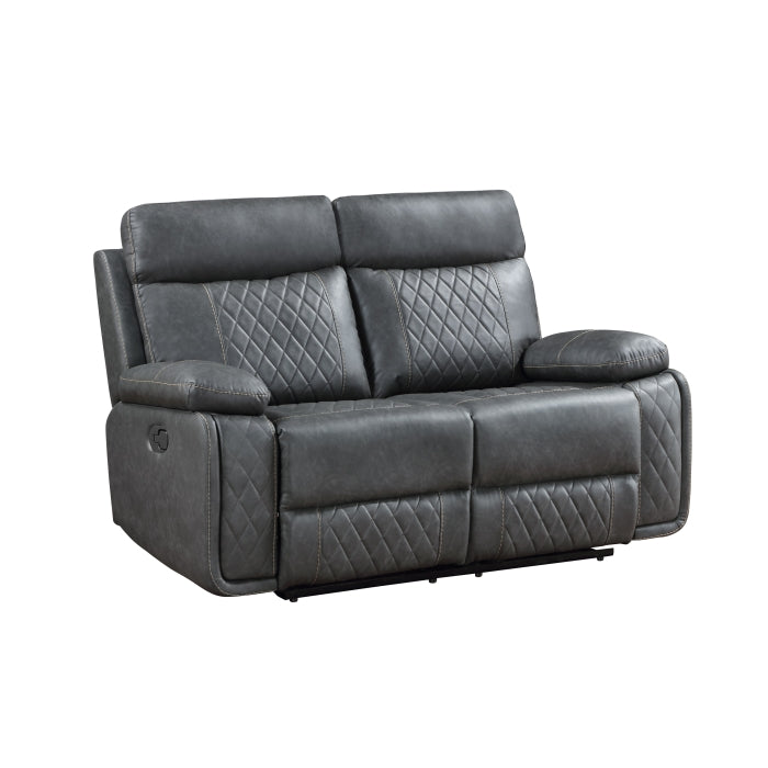 3-Piece Grey Faux Leather Sofa, Loveseat & Recliner Set with Power Motion Recliners – 8195-3PC — product view 5