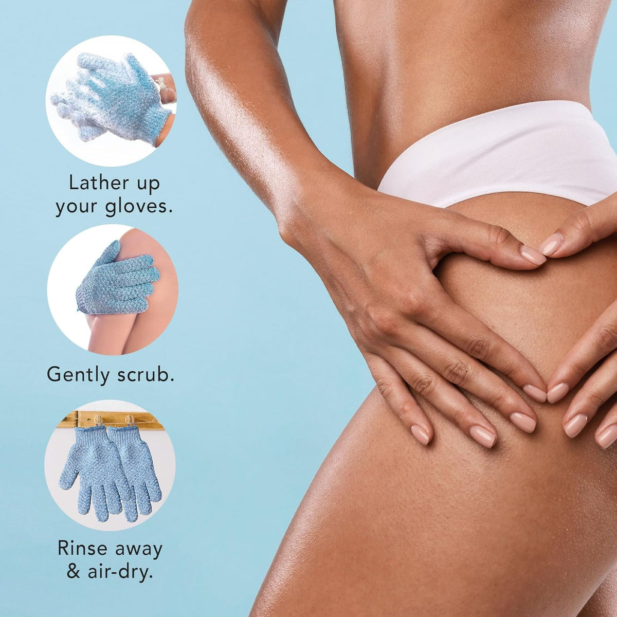 LoungeYard | Exfoliating Bath Gloves – Set of 2 — product view 3