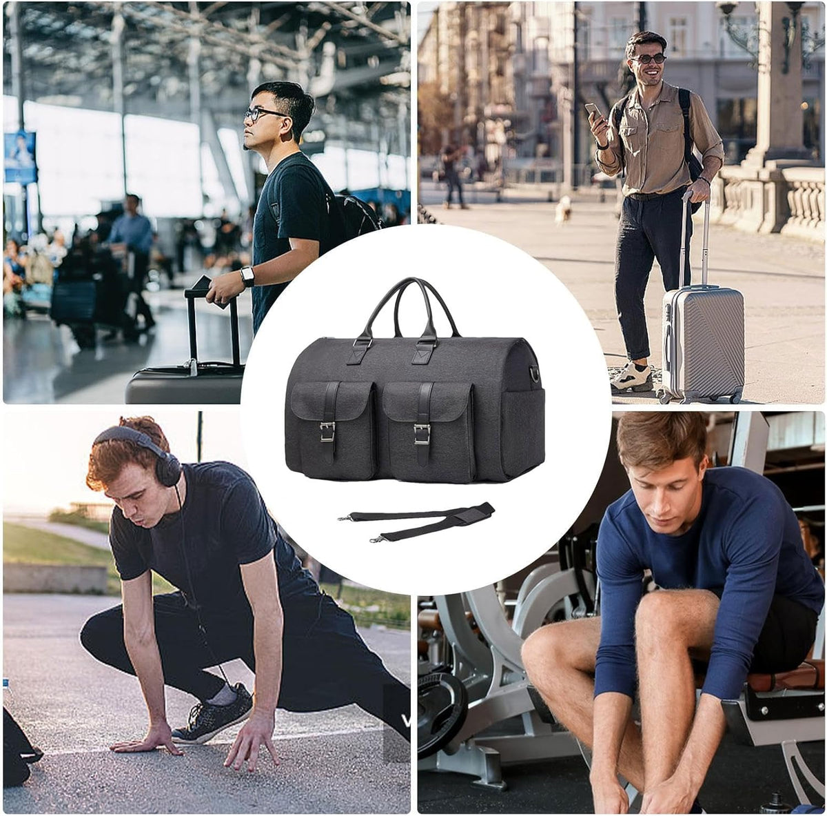 LoungeYard | Garment Duffel Weekender Bag – Foldable Carry-On Suit Bag for Men — product view 3