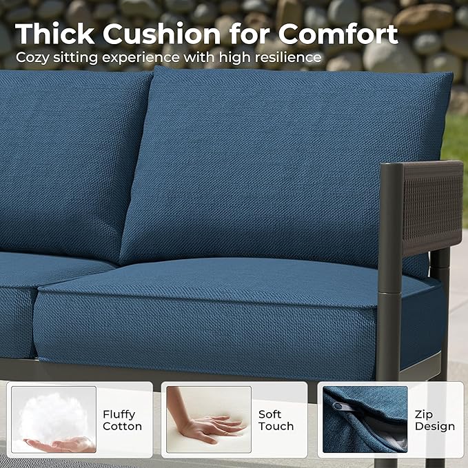 LOUNGE YARD 2-Seat Outdoor Wicker Loveseat with Thick Cushions for Porch and Garden — product view 5