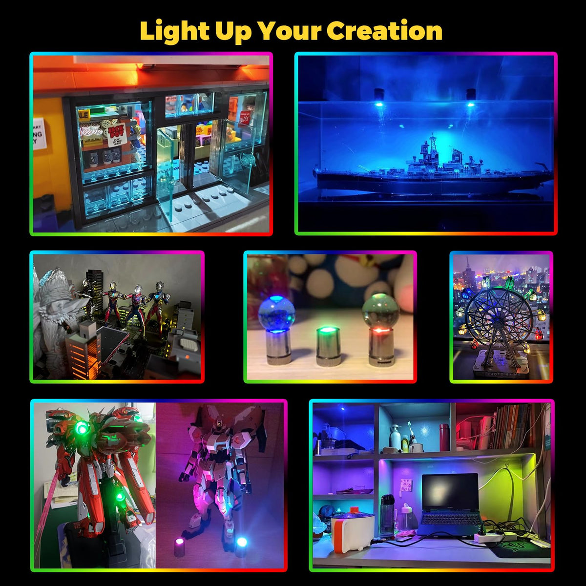 LED Mini Spotlight Battery Operated Warm White Resin 10-Pack for Artwork Jewelry Closet — product view 6