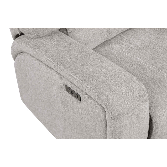 3-Piece Light Grey Chenille Fabric Power Recliner Sectional Sofa with Console & LED Lights – 8299 — product view 7