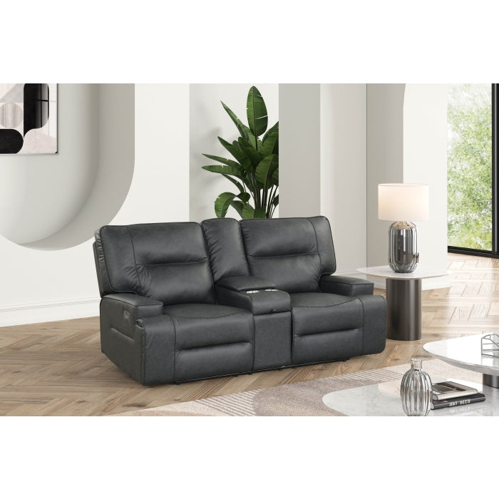 Black Breathable Leatherette Power Motion Recliner Sofa & Loveseat Set – 8300-2PC — product view 3