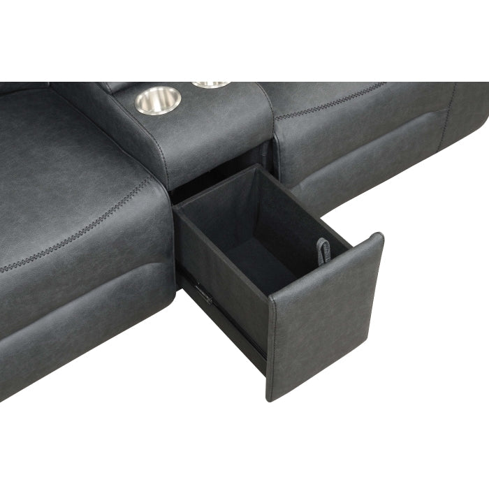 Black Breathable Leatherette Power Motion Recliner Sofa & Loveseat Set – 8300-2PC — product view 5