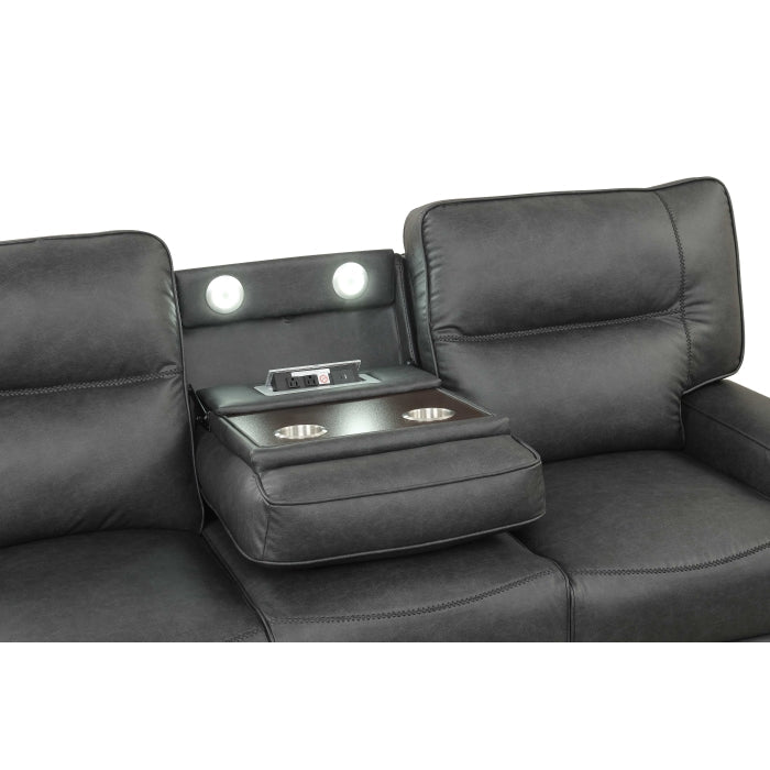 Black Breathable Leatherette Power Motion Recliner Sofa & Loveseat Set – 8300-2PC — product view 4