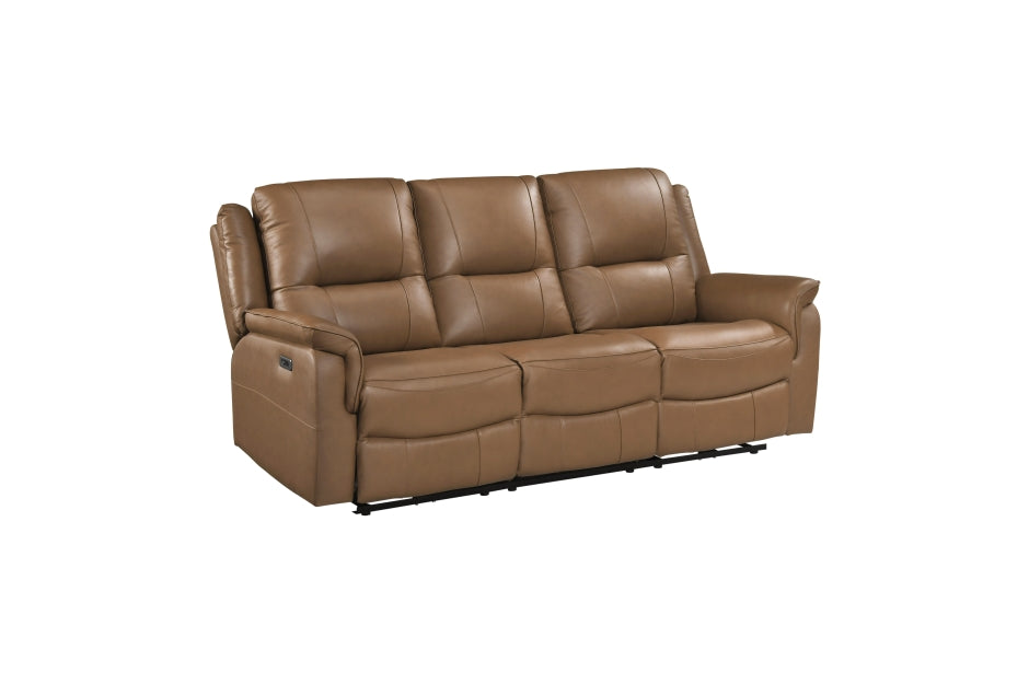 Haven 2-Piece Power Motion Sofa & Loveseat Set – Brown Top Grain Leather & Recliner Ends – 8301BRW-2PC — product view 2