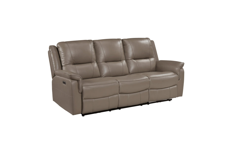 Haven 2-Piece Power Motion Sofa & Loveseat Set – Dark Taupe Top Grain Leather & Recliner Ends – 8301DTP-2PC — product view 2