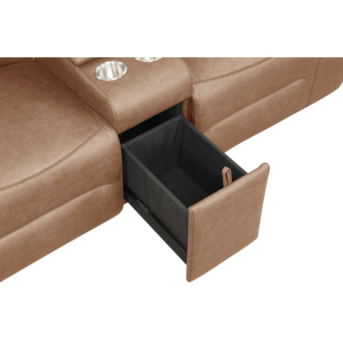 Camel Breathable Leatherette Power Motion Recliner Sofa & Loveseat Set – 8302-2PC — product view 6