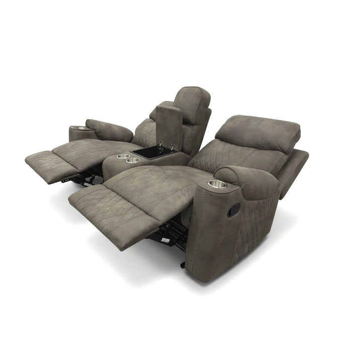 2-Piece Grey High Performance Fabric Sofa Loveseat Set with Motion Recliners – 8306-2PC — product view 6