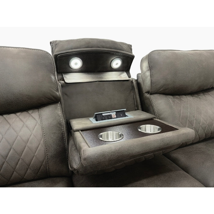 2-Piece Grey High Performance Fabric Sofa Loveseat Set with Motion Recliners – 8306-2PC — product view 4