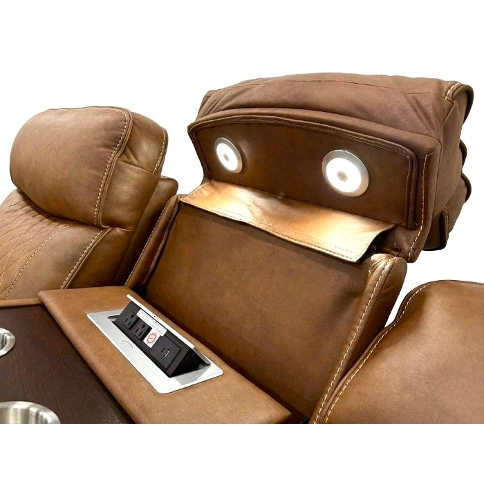 2-Piece Brown High Performance Fabric Sofa Loveseat Set with Motion Recliners – 8307-2PC — product view 4