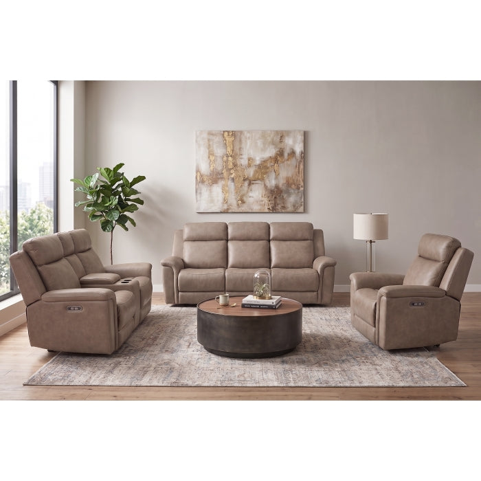 Khaki Leather Match Power Motion Recliner Sofa & Loveseat Set – 8311-2PC — product view 1