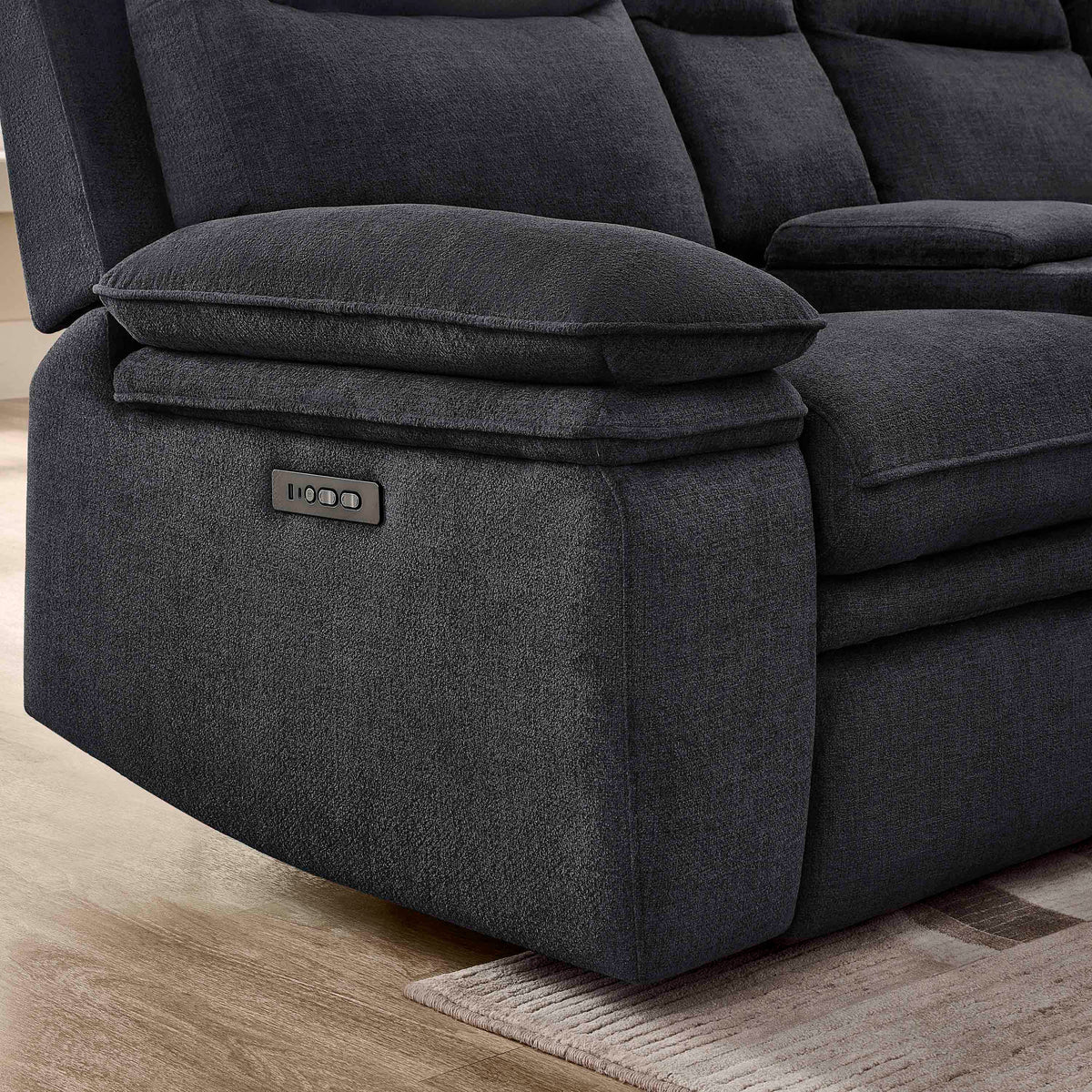 3-Piece Grey Chenille Fabric Power Recliner Sectional Sofa with Sleeper, Storage Chaise & Console – 8317 — product view 4
