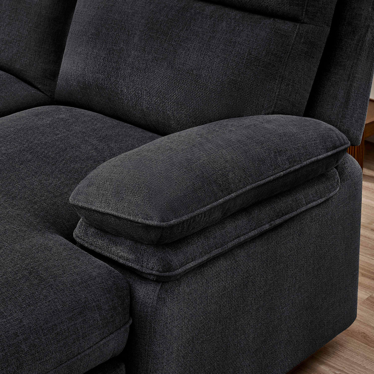 3-Piece Grey Chenille Fabric Power Recliner Sectional Sofa with Sleeper, Storage Chaise & Console – 8317 — product view 6