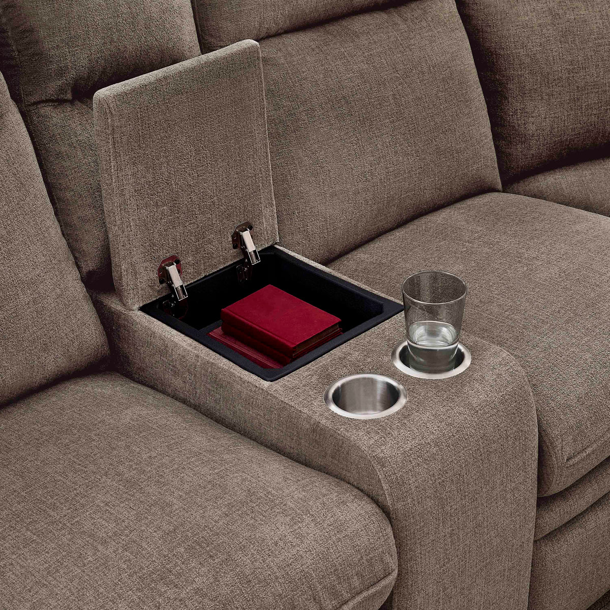 3-Piece Taupe Chenille Fabric Power Recliner Sectional Sofa with Sleeper, Storage Chaise & Console – 8319 — product view 3