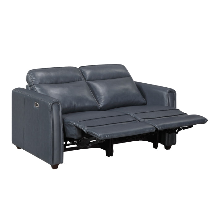 Equinox 2-Piece Power Motion Sofa & Loveseat Set – Navy Blue Faux Leather & Recliner Ends – 8368NVY-2PWA1 — product view 7