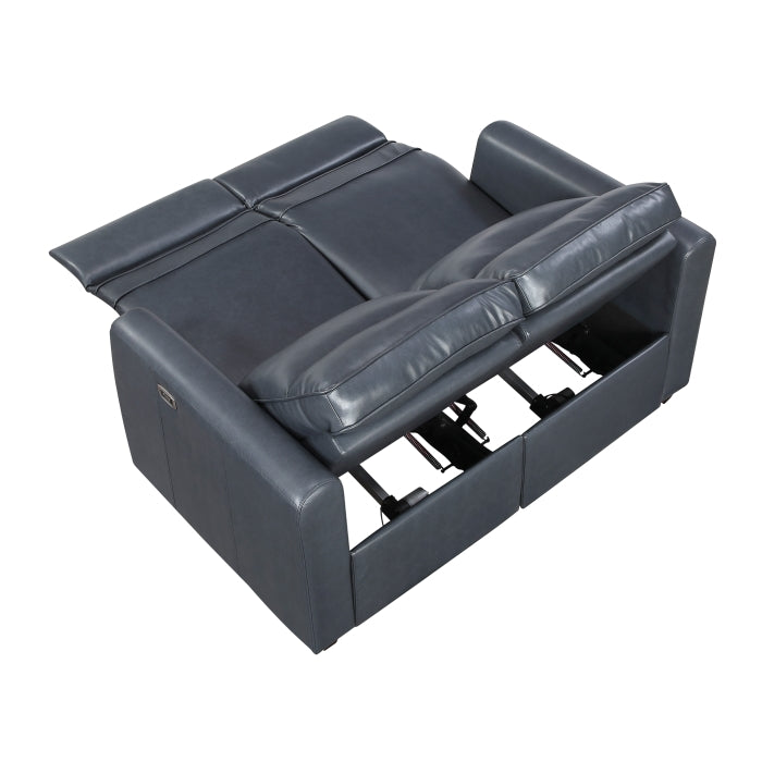 Equinox 2-Piece Power Motion Sofa & Loveseat Set – Navy Blue Faux Leather & Recliner Ends – 8368NVY-2PWA1 — product view 6