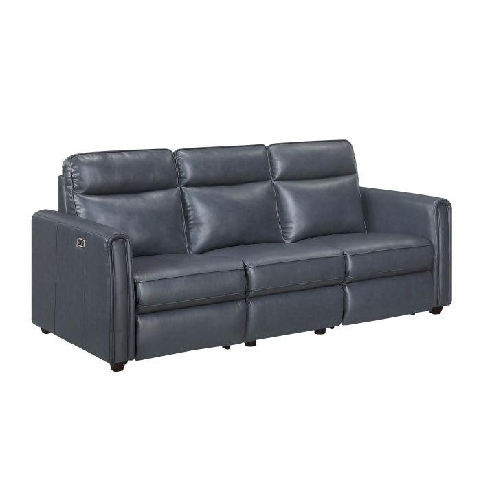 Equinox 2-Piece Power Motion Sofa & Loveseat Set – Navy Blue Faux Leather & Recliner Ends – 8368NVY-2PWA1 — product view 2