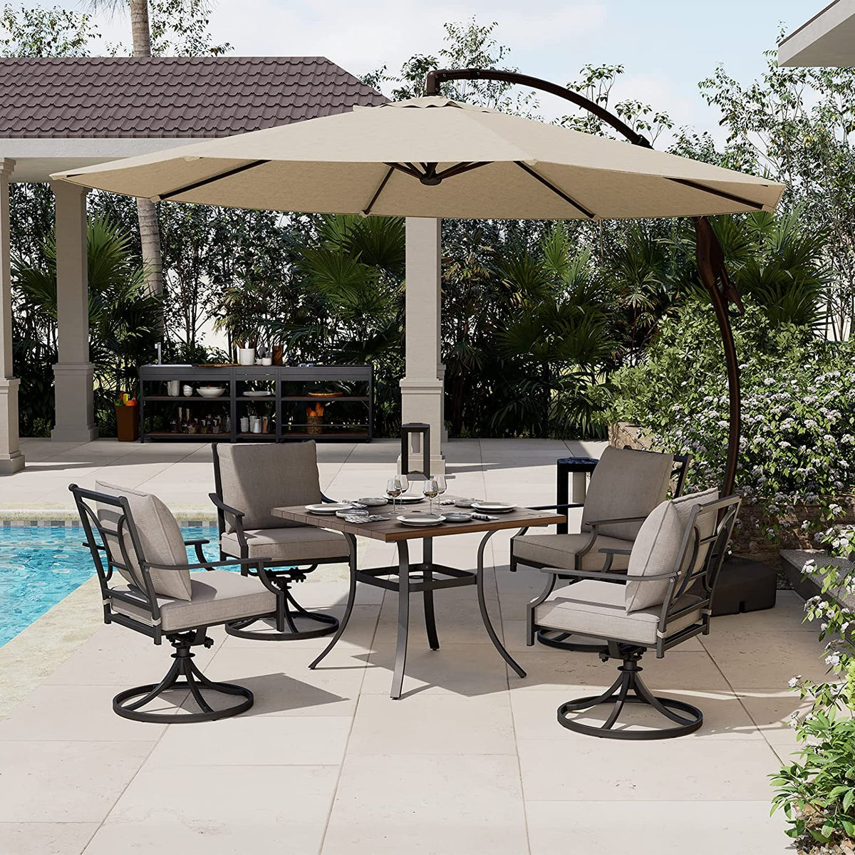 LOUNGE YARD Swivel Dining Chairs Outdoor Dining Set Patio Dining Furniture Set — product view 2