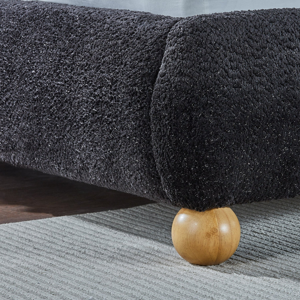 Black Glitter Fabric Tufted Queen Low Rise Platform Bed – 8646-Q — product view 2