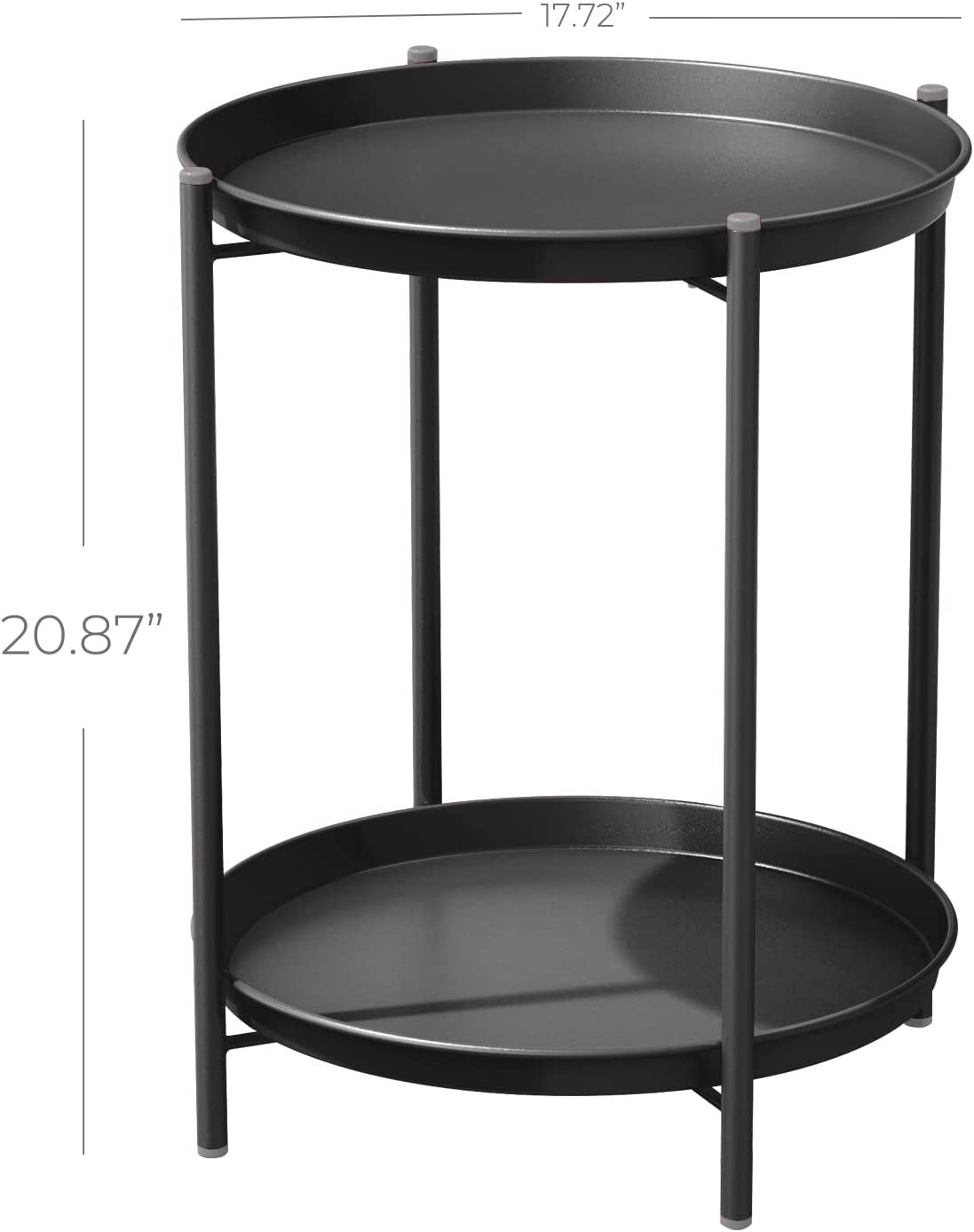LOUNGE YARD Steel Patio Side Table 2-Tier Weather Resistant Outdoor Round End Table — product view 3