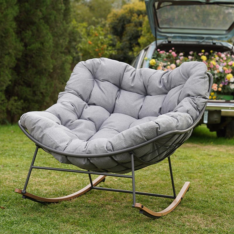 LOUNGE YARD Royal Rocking Chair, 5 colors, E-Coated Papasan Chair With Cushion for Porch, Garden — product view 4