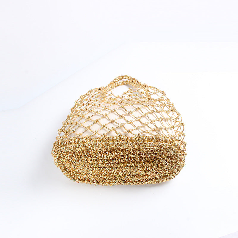 Hand-knotted mesh tote bag with luxurious lining LoungeYard — product view 4